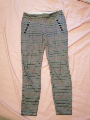 Grey checkered leggings like new, warm for winter