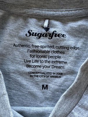 Sugarfree Γκρι Κοντομάνικο Crop Top Medium σαν καινούργιο