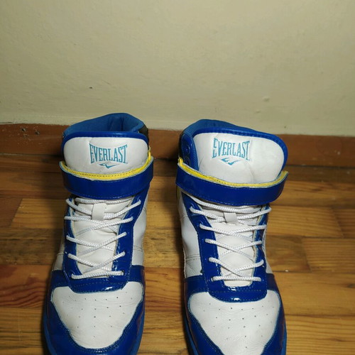 Everlast high-top boxing sneakers used, blue and yellow