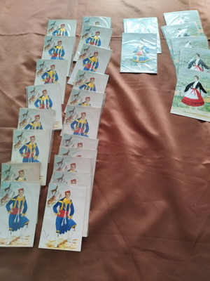 Embroidered card postcards like new, pack of 26 pieces