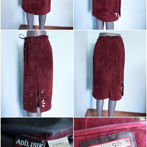 Adilisik velvet skirt with embroidery and slits like new, sizes L/XL