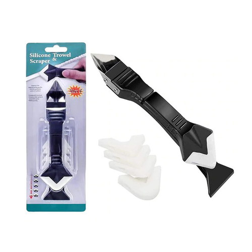 Silicone trowel with pointed edge and 5 replacement pads new