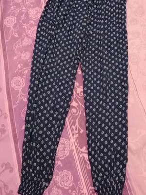 Summer patterned pants like new, size S/M, white and blue
