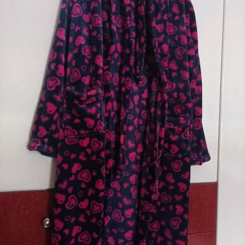 Women's home robe one size, blue and pink hearts