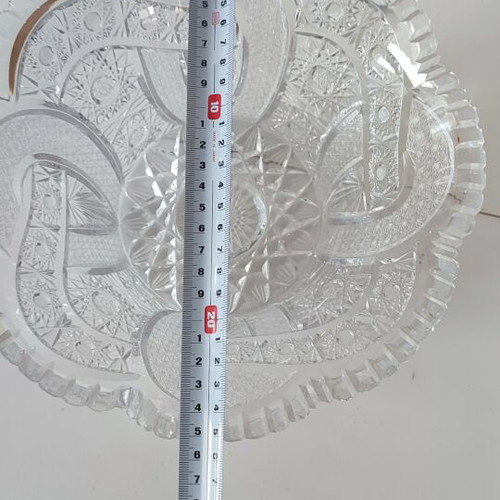 Vintage Bohemia Lead Crystal Bowl with Pinwheel Design