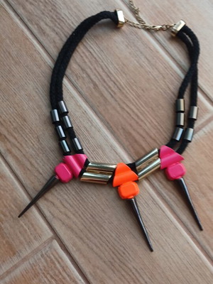 Boho necklace like new with bold colorful details and black elements