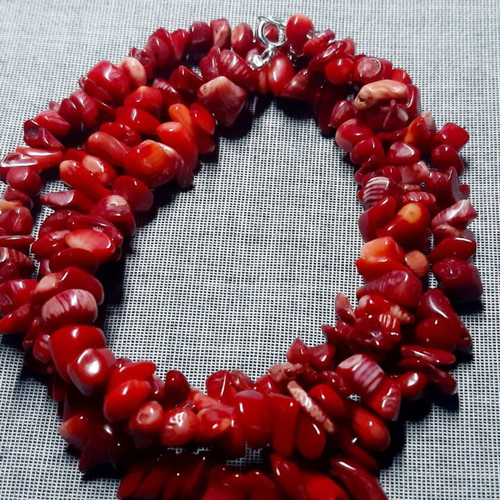 Carmen necklace with natural coral and 925 silver, handmade, new