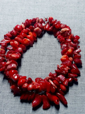 Carmen necklace with natural coral and 925 silver, handmade, new