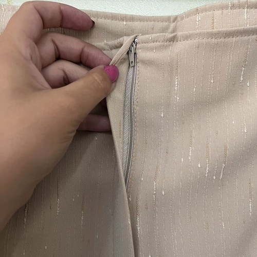 A-Style Beige Skirt New, Above Knee Length with Back Zipper
