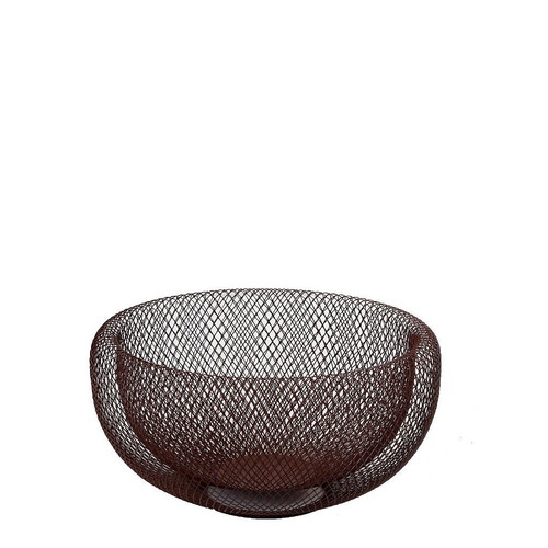 Metal round fruit bowl brick red new 24cm