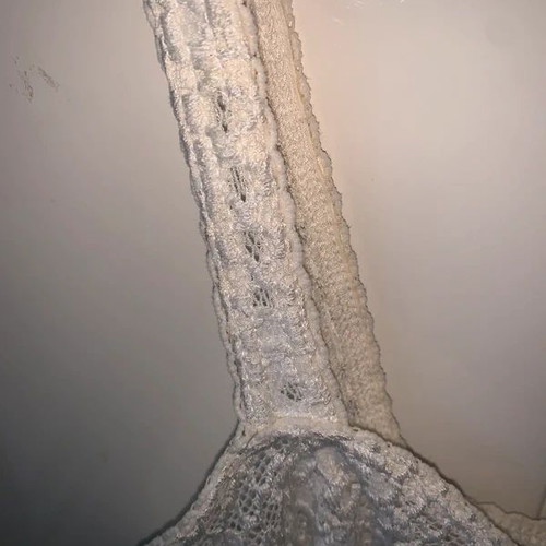 White set with lace top and transparent overlay, like new