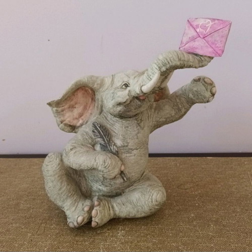 Elephant Sculpture 23 cm height 14 cm width used, signed by sculptor