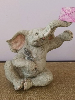 Elephant Sculpture 23 cm height 14 cm width used, signed by sculptor