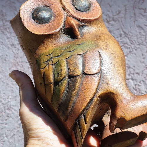 Large wooden carved owl
