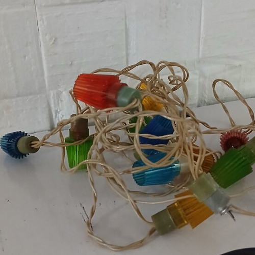 Christmas vintage lights used, some colored plastics missing