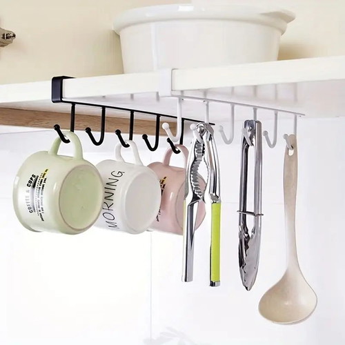 Hanging Rack with 6 Hooks for Kitchen Shelf, New, Iron