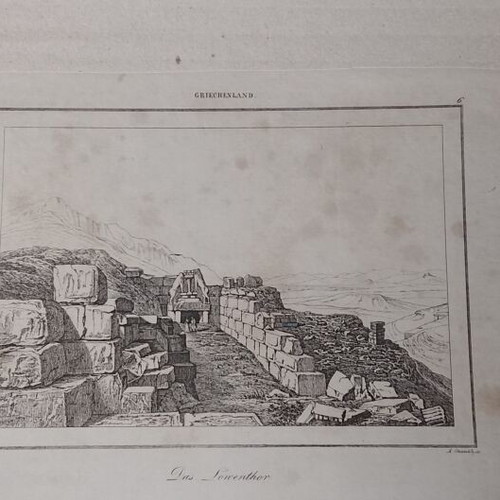 1832 ατσαλογραφία Μυκήνες Η Πύλη των Λεόντων μεταχειρισμένη