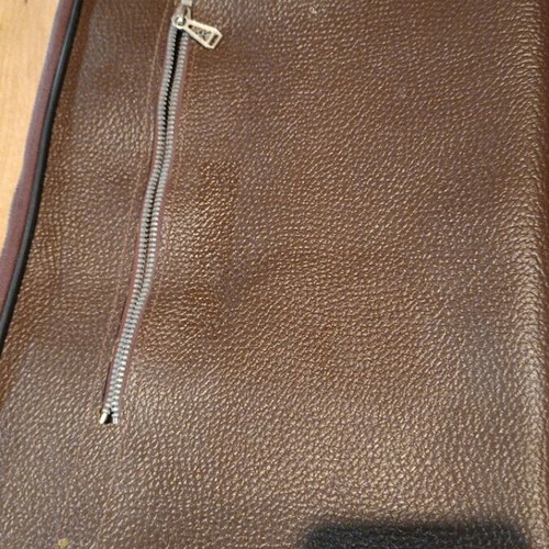 Leather envelope handbag used, brown, 40x30 cm