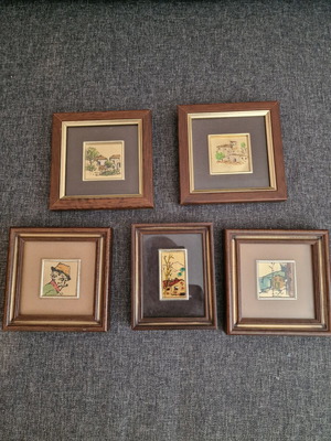 Small paintings like new, set of 5, gold foil