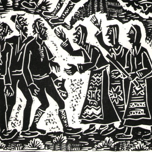 Handmade linocut Trifon Zarezan new, A4 size