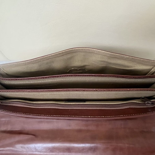 Vintage premium leather briefcase, brown, handmade in Greece