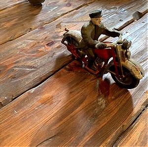 Vintage Antique Hubley cast iron toy red  motorcycle  1930's 4in