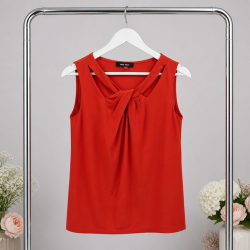 Nine West summer blouse size M like new, red polyester