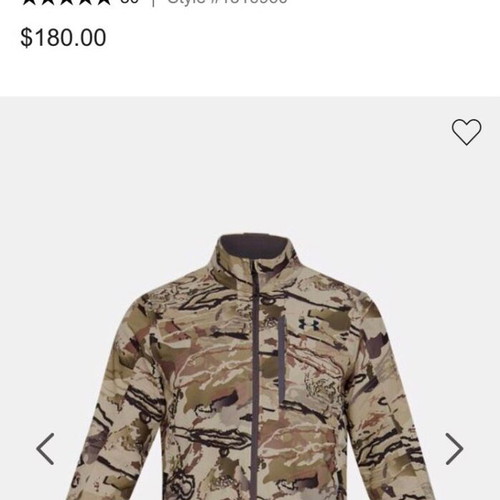 Under Armour Lightweight Fleece Shell Storm Camo Hunting Jacket new, size L, beige and gray