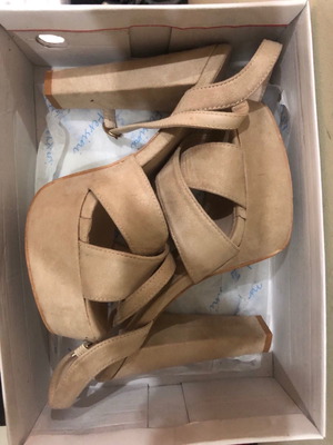 Sandals used, size 39, beige, 14 cm heel