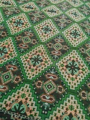 Ръчно тъкана вълнена покривка нова с геометричен мотив 200x150 см