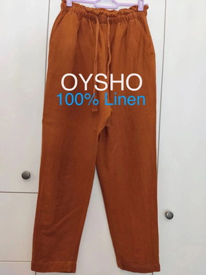 Oysho ленен панталон XS, като нов, кафяво-оранжев