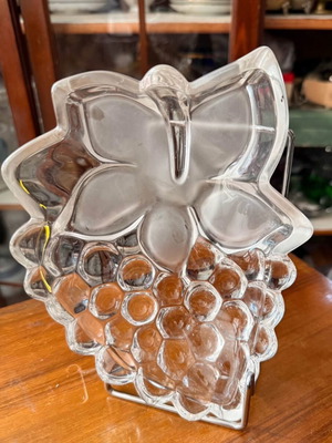 Small German crystal platter with grape design