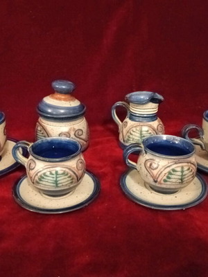 Handmade ceramic traditional coffee set like new