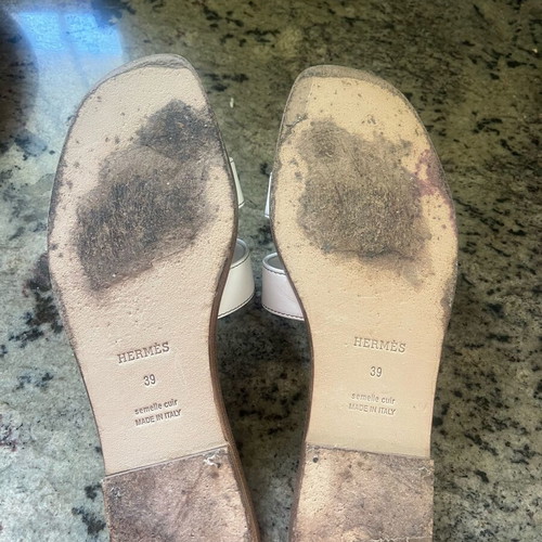Hermes sandals like new, white, size 39