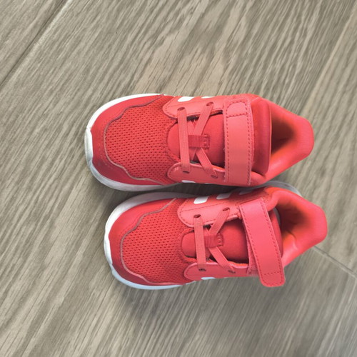 Adidas athletic shoes, red, size 25