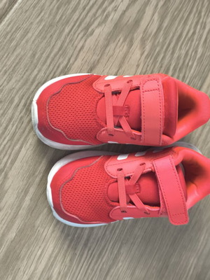 Adidas athletic shoes, red, size 25
