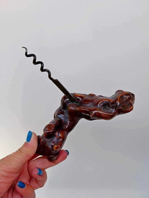 Vintage French corkscrew with root handle used