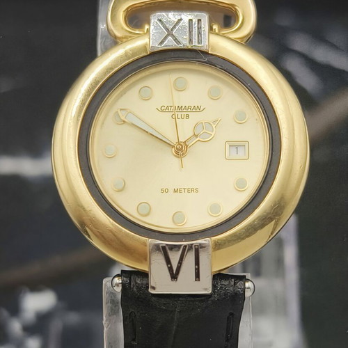Catamaran Club Swiss Quartz watch used, vintage 1991, gold and silver