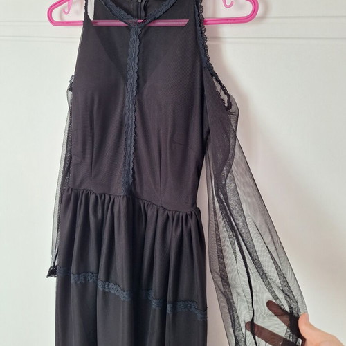 Black midi dress with tulle details vintage style like new