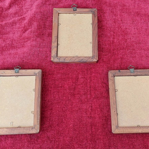 Wooden framed mini prints collection of 3, like new