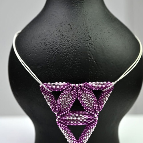 Necklace purple triangles custom made with high-quality glass beads