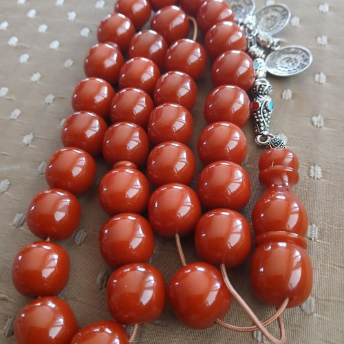 Vakelitis Komboloi used, 33 beads, traditional metal finish