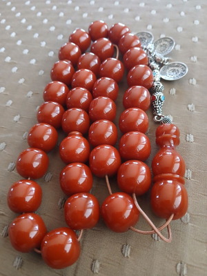 Vakelitis Komboloi used, 33 beads, traditional metal finish