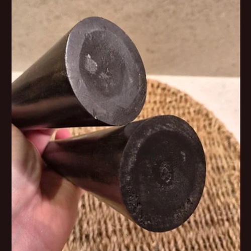 Set of 2 Vintage Wooden Candle Holders with Aluminium, Scandinavian Design