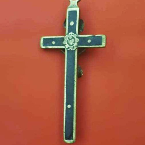 Handmade old brass cross with ebony used