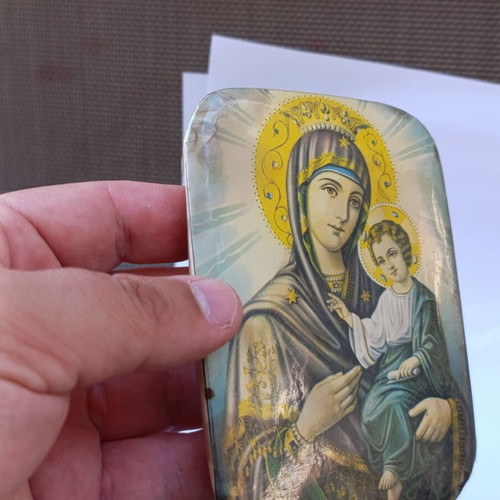 Vintage metal religious icon 12x8 cm