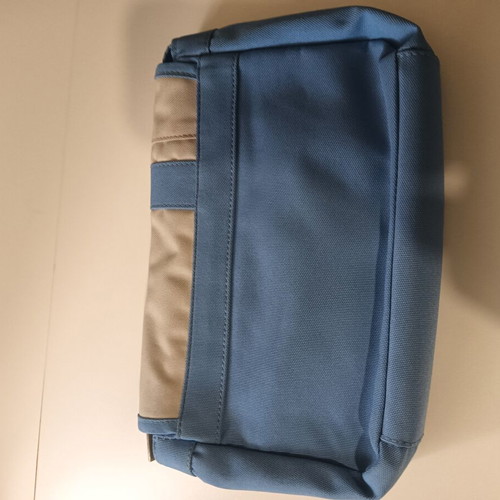 Polo crossbody bag used, beige and blue fabric