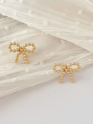 Stainless steel bow earrings new gold color