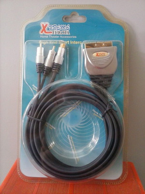 Male Scart cable to 2 x RCA + Male S-Video (1.5m)