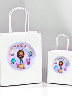 White Gabby's Dollhouse Gift Bag new, pack of 10